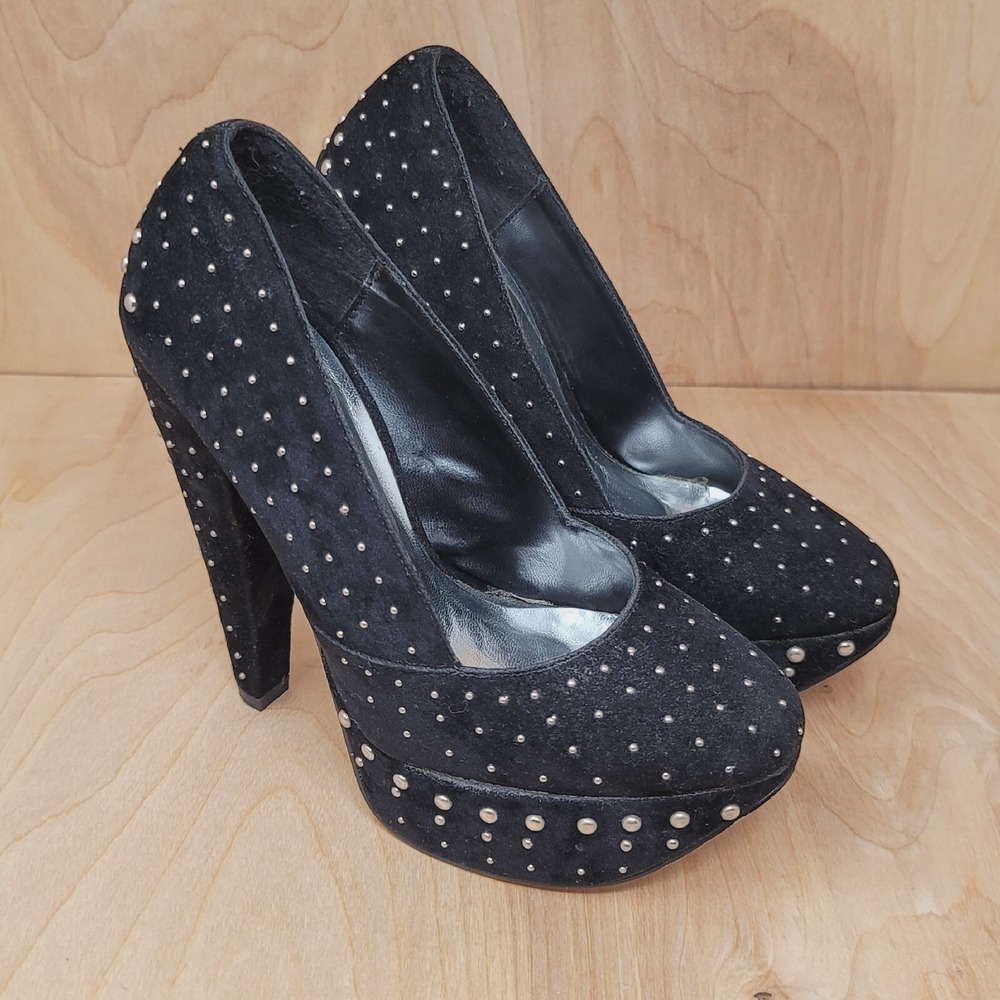 Shiekh Women's Pumps Size 5.5 M Black high heels Platforms silver studs
